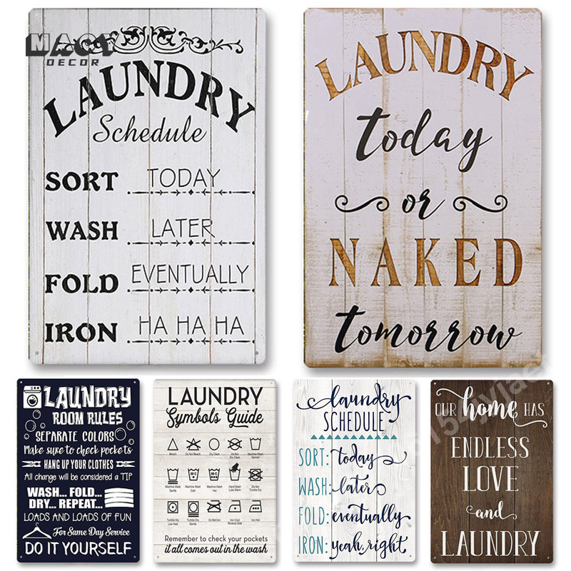 Home Bathroom Sign - Slogan Metal Tin Sign Laundry Room