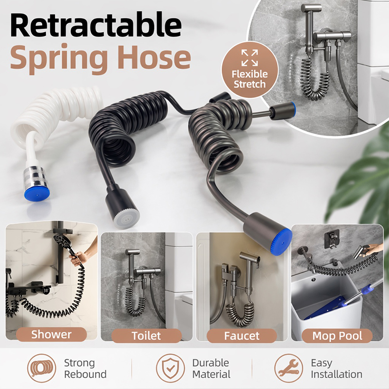 Home Bathroom Plumbing - Toilet Bidet Sprayer Coiled Hose 2m