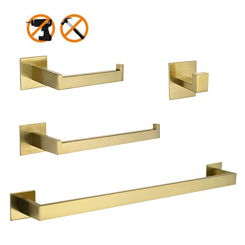 Home Bathroom Towels - 304 Stainless Steel 4-Piece Gold Bathroom