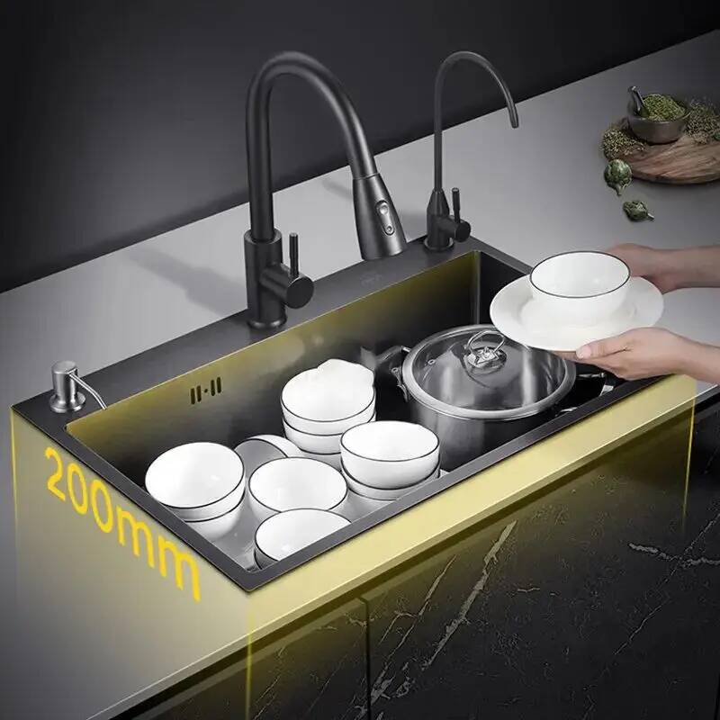 Home One Bathroom Accessories - Bathroom Black Nano Kitchen Sink Sinks