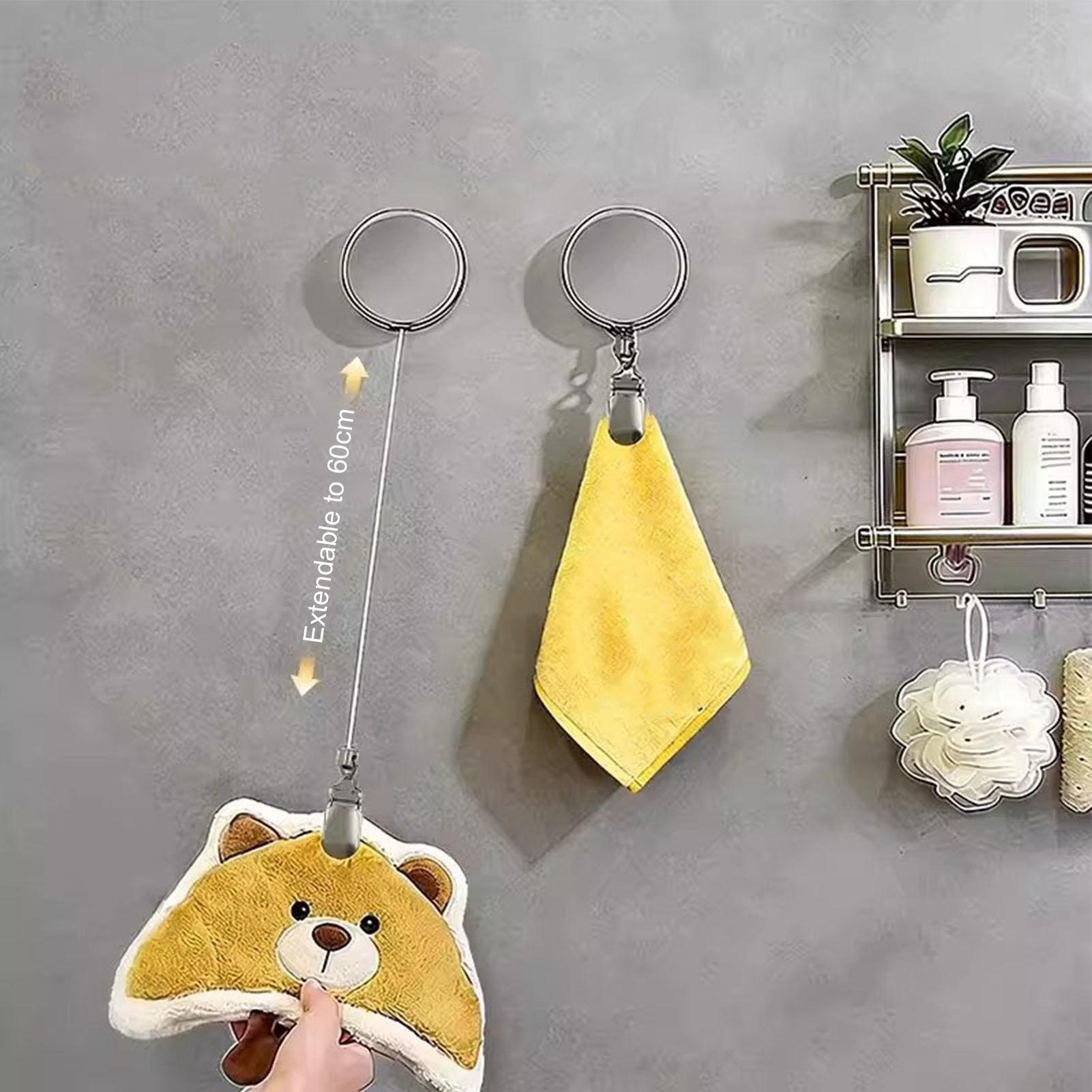 Home Bathroom Towels - 1Pcs No-Drill Self-Adhesive Automatic Retractable Towel