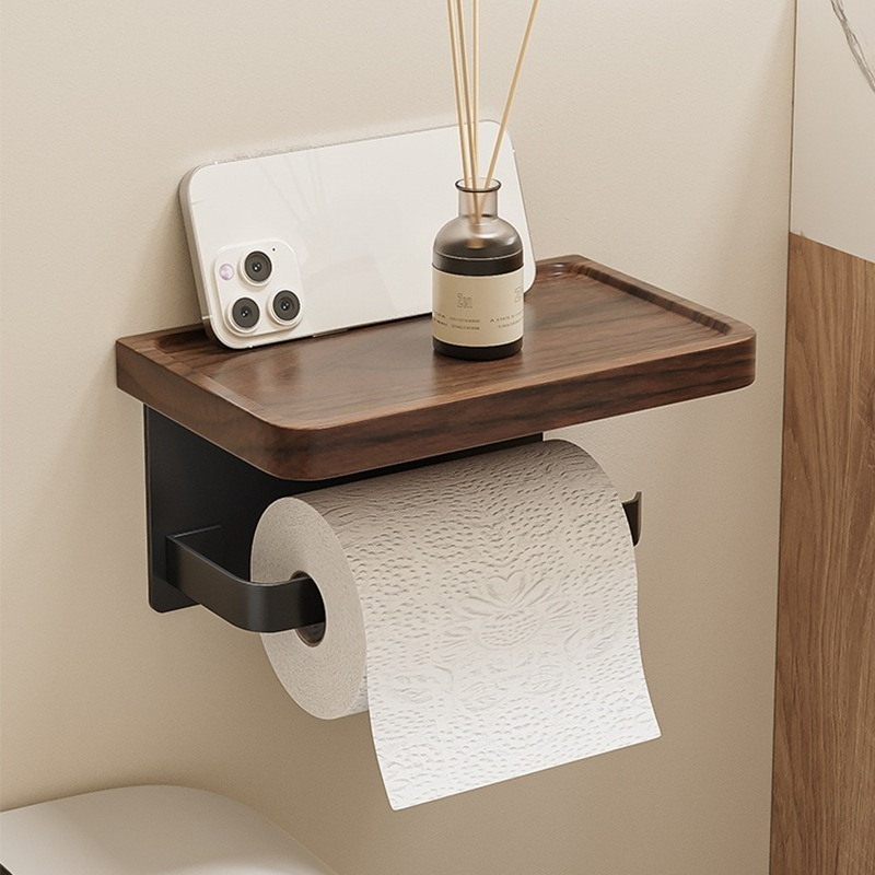 Walnut Wood No Drill Toilet Pa - Toilet Paper Holder review and price