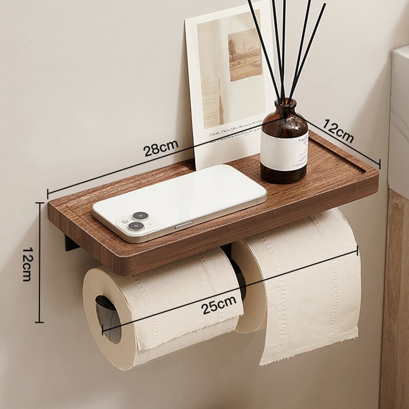 Walnut Wood No Drill Toilet Pa - Toilet Paper Holder review and price