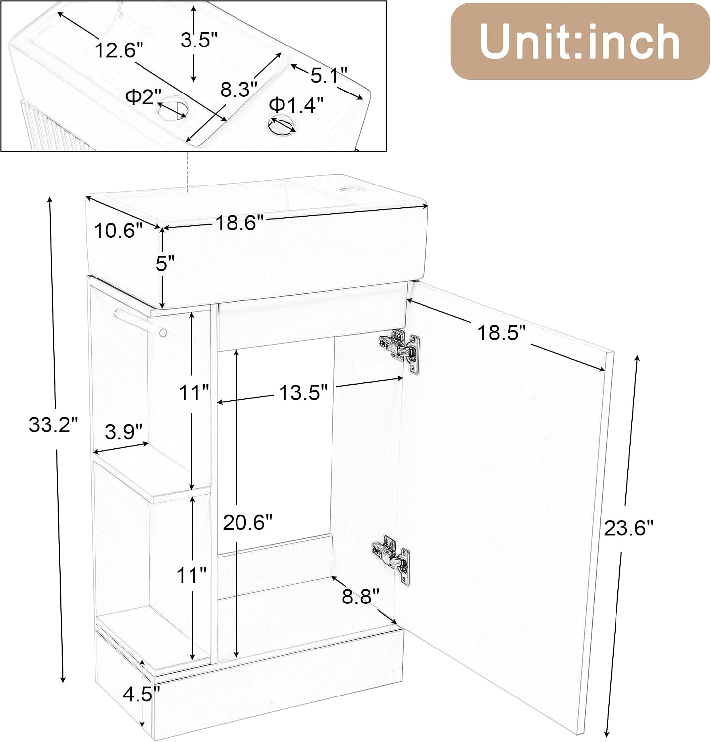 18 Inch Modern Bathroom Vanity - Toilet Paper Holder review and price