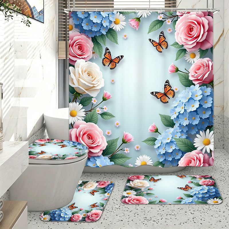 Rose Hydrangea Butterfly Borde - Home Bathroom Remodel review and price